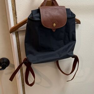 Longchamp Black and Brown Backpack